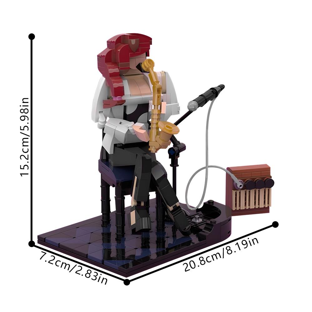 Gobricks MOC Jazz-Saxophonist Bausteine Modell Musikaufführung Jazzsänger Bausteine Große Swingin' Band Spielzeug Geschenk