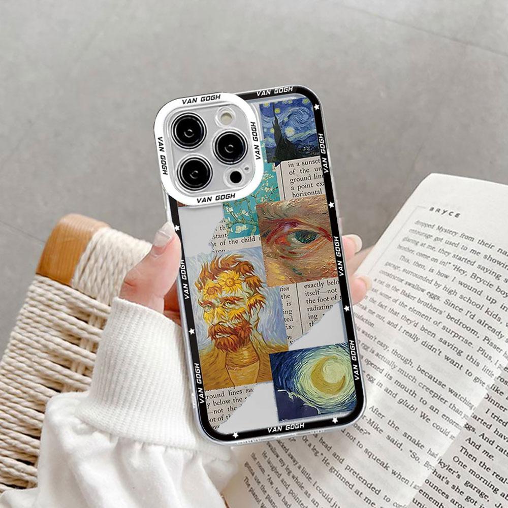 Retro Van Gogh Oil Painting Phone Case for IPhone 15 7 8 Plus SE2 11 13 12 14 Pro MAX XR XS X SE2 Vintage Art Cover Clear Fundas