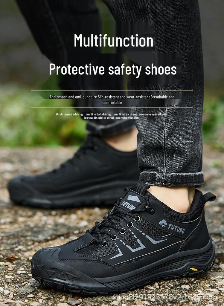 Men's Summer Breathable Steel Toe Safety Work Shoes - Anti-smash, Anti-puncture, Insulated for Construction Sites
