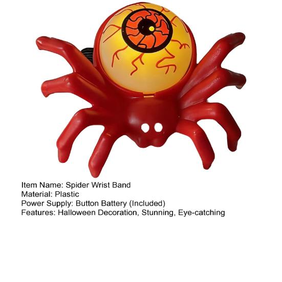 Halloween Wristband, LED Light Up Bracelets, Spooky Skull Eyeball Spider Pumpkin Wrist Bands for Halloween Party Supplies