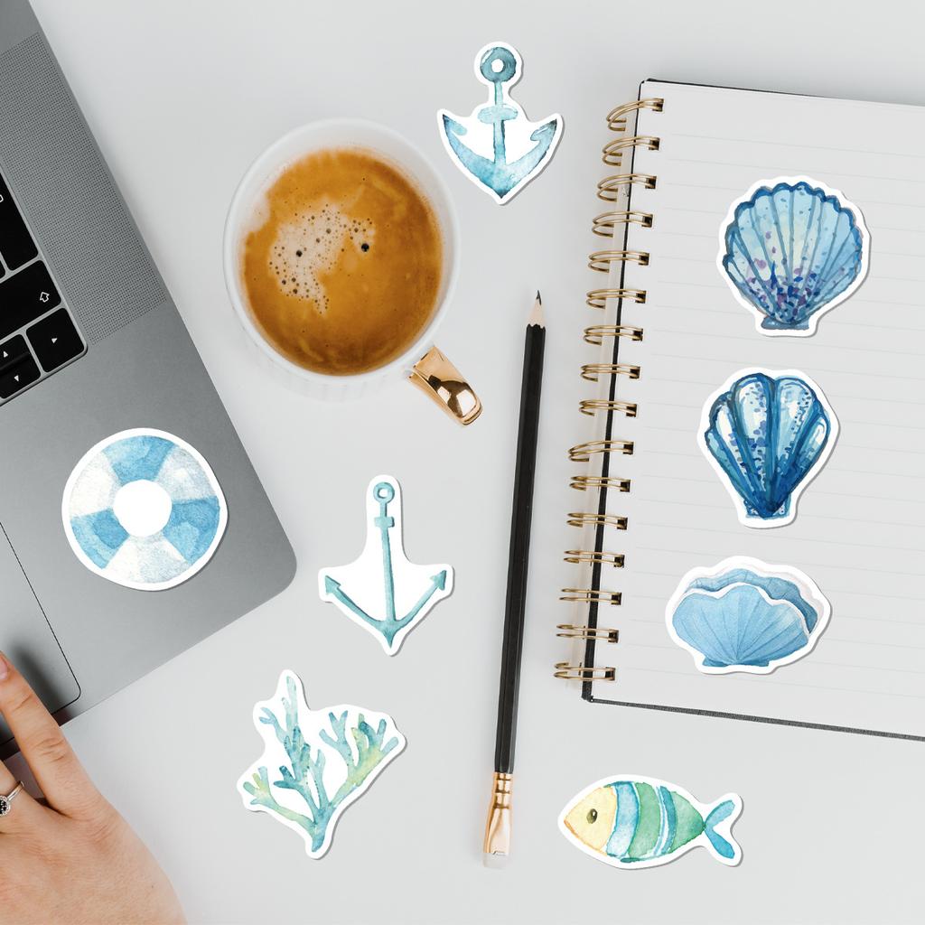 50 Photos of Marine Series Graffiti Stickers Suitcase Car Notebook Refrigerator Water Cup Waterproof Decorative Stickers