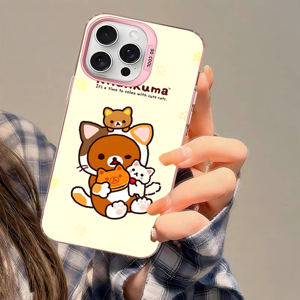 Cute Rilakkuma Bear Phone Case For IPhone 17 16 15 14 13 12 11 Pro MAX Matte Shockproof Back Anti Fall Matte Cover