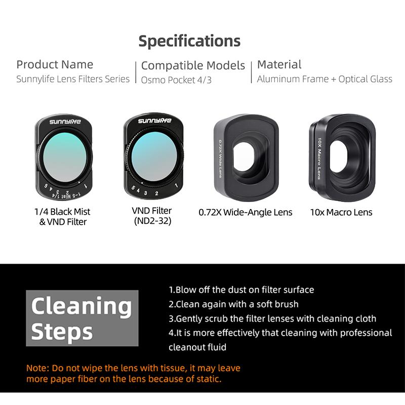 Lens Filter for DJI OSMO Pocket 1/1 Magnetic Design ND1-11 1/1 Black Wide-angle Lens Filter Kit Set For DJI Pocket 1 1