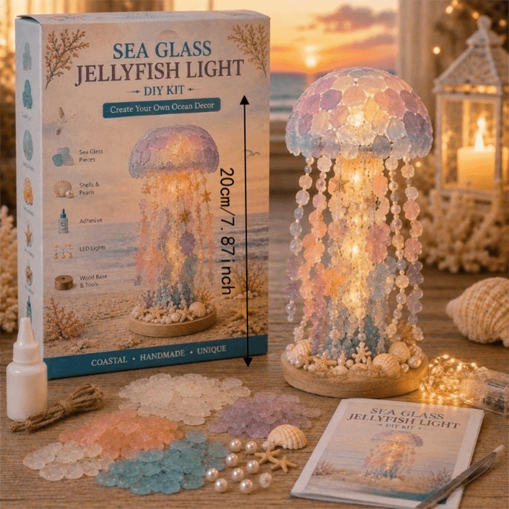 Handmade Sea Glass Art Kit Tortoise Jellyfish Sea Animals DIY Material Kit Home Decor