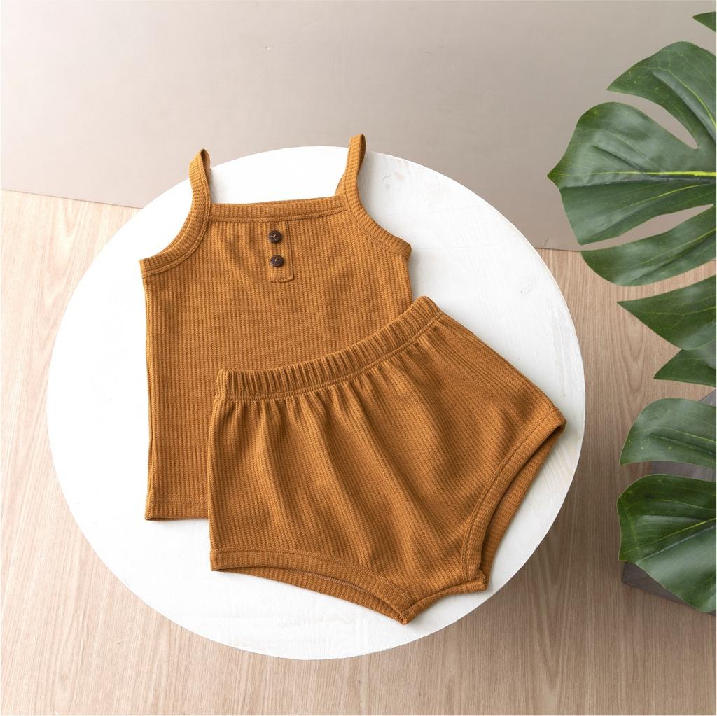 New Kids Girls Summer Suit Clothes Girls Baby Vest Camisole + Triangle Shorts 2Pcs Set Boys Fashion Trend 12M-18M-24M