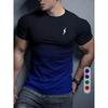 Simple Striped 3D Printed Men's Round Neck Short Sleeve Outdoor Casual Breathable Sweat Absorbent Men's Top Fashion And Fashion