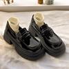 Platform muffin loafers women's spring and autumn 2025 new women's shoes one pedal black single shoes British style small leather shoes