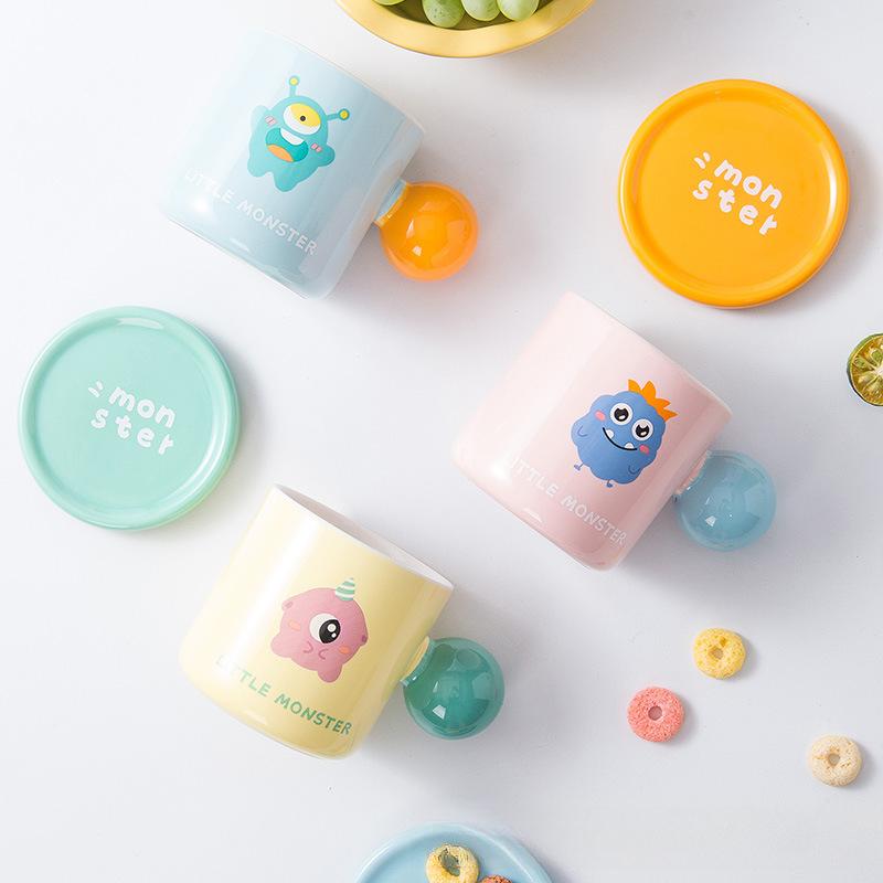 Cute Macaron Contrasting Color Mug Ceramic Cup Cartoon Little Monster Creative Coffee Cup Home Office Drinking Water
