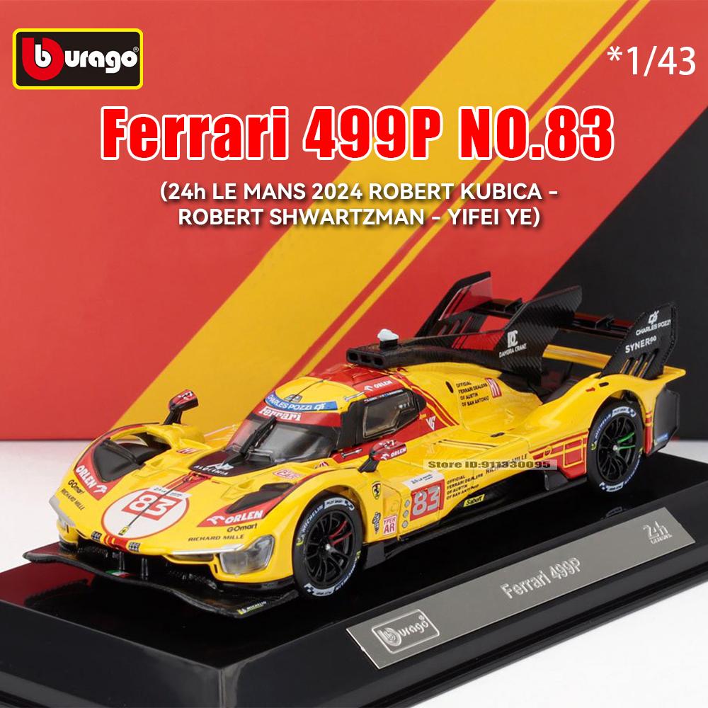 

Bburago 1:43 24h LE MANS Ferrari 2024 499P No.50 Acrylic box and base Alloy Luxury Vehicle Diecast Car Model Toy Collection