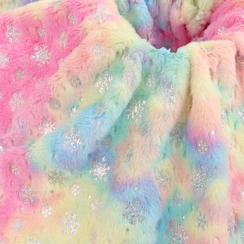 Snowflake Velvet Plush Toys & Accessories Fabric with Tie-Dye and Silver Highlights