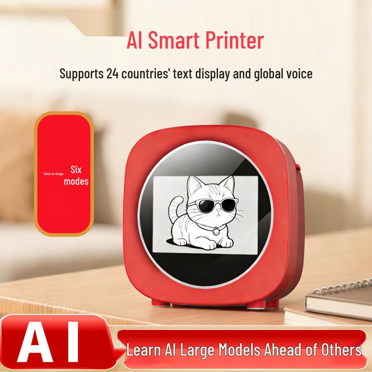 

Kua Jing AI Voice-Activated Pocket Printer with Image Generation and Thermal Printing Red X16