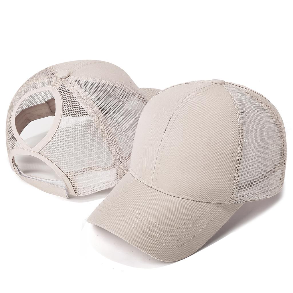 New Ponytail Hole Baseball Cap Solid Summer Fashion Leopard Print Mesh Hat Women's Personalized Velcro Adjustable Hat