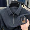 Polo Shirt Breathable Semi-Zipper Short-Sleeved T-Shirt Men'S Loose Large Size Pullover Lapel Bottoming Shirt