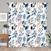 2Pc Blue And White Watercolor Leaf Pattern Curtains, Polyester Fabric, Machine Washable, Suitable For Bedroom And Living Room