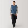 MUJI Lightweight Down Collarless Vest AD0U7A4A Smoky Size L Men's (Anti-Static Lining) Blue,