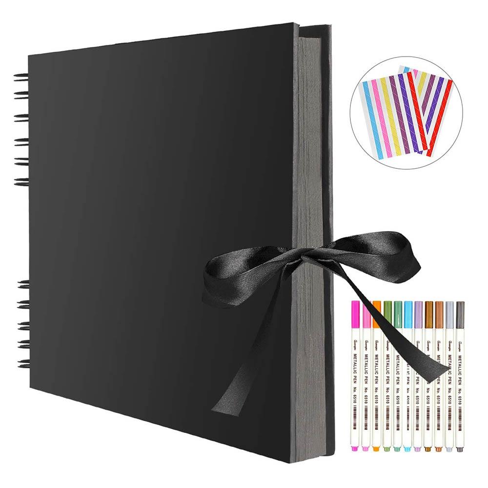 TXXATX Album Fotografico Fai Da Te 20,5x20,5 Cm - 60 Pagine Nere Con Spirale - Scrapbook Per Ricordi
