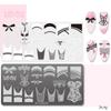 6PCS Rectangle Nail Stamping Plates Kit with Floral and Geometric Patterns for Creative Nail Art Manicure Tools