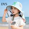 Kids Foldable Camping Hat Summer Sun for Boys Girls, Breathable Mesh Wide Brim Cap with Neck Accessories Flap, Adjustable Strap & Whistle, UV