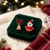 Oil Dripping Jewelry 1 Pair Christmas Earrings for Women, Santa Claus Jingle Bell Bow Fun Gift Her Stud Earrings, Holiday Accessories Xmas Party,
