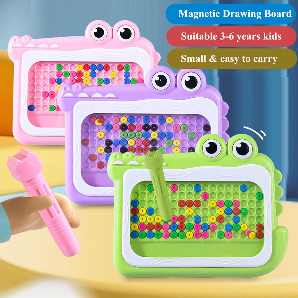 Kids Magnetic Beads Doodle Board with Puzzle Pen Drawing Toys for Children 3-8 Years Montessori Game Education Gift