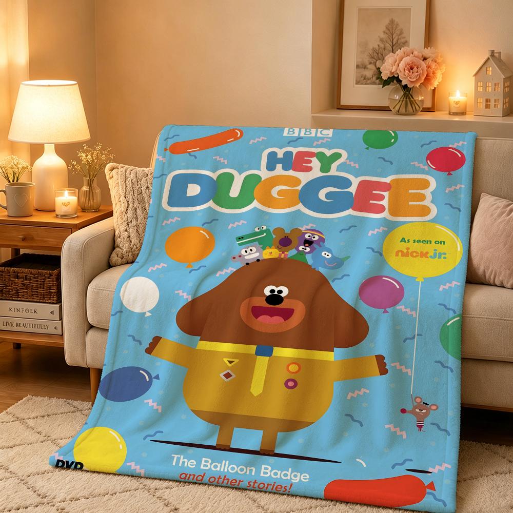 Animation H-Hey Duggee Throw Warm And Soft Suitable For Bedroom Living Room Sofa Bed Office Travel Camping