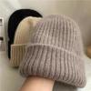 Warm Rabbit Fur Knitted Hat for Women Double Layer Thickened Woolen Hat Casual Ear Protection Hat Soft Waxy Toe Cap  Casual Cold Hat  Trendy