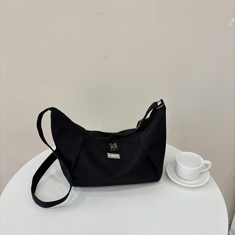 Ielgy Canvas Bag Large Capacity All-Match Stitching One-Shoulder Messenger Dumpling Bag
