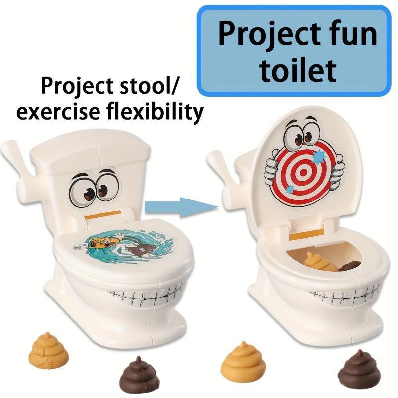 Poop Shooting - Fun Family Game - Fast Crazy Poop Shooting Game- Includes 1 Toilet, 2 Quick Launchers, 6 Soft Plastic Toy Poops