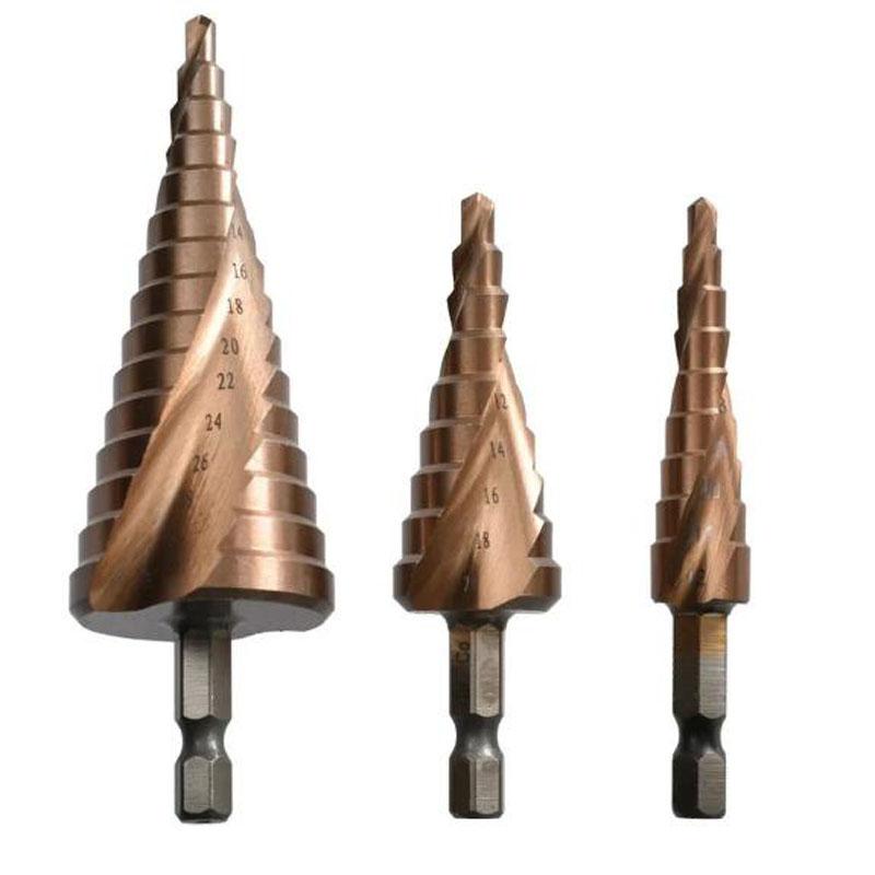 Burghiu Treaptă cu Flaut Spiralat din Cobalt cu Coadă Hexagonală Oțel Rapid Multi Specificație Burghiu Pagodă Unealtă de Puncționare pentru Prelucrare Metal