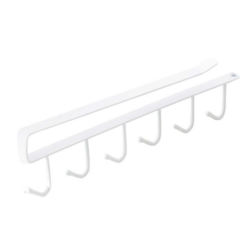 Under Cabinet Hook Multifunctional Rustproof Iron 6 Hooks Cabinet Storage Hanger for Bedroom Kitchen White