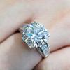 New Luxury 11MM Round Cubic Zirconia Women Rings Engagement Wedding Accessories Simple Elegant Lady's Ring Classic Jewelry