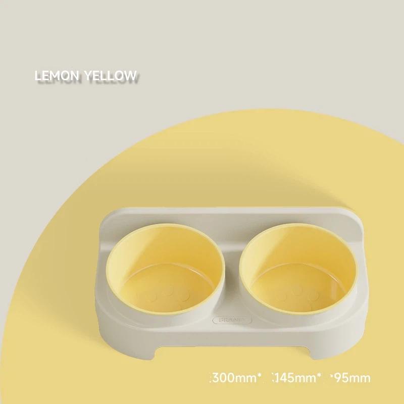 Eco-Friendly Elevated Dual Pet Bowl - Slanted Neck Support Cat & Dog Dish with Anti-Tip Base for Food and Water