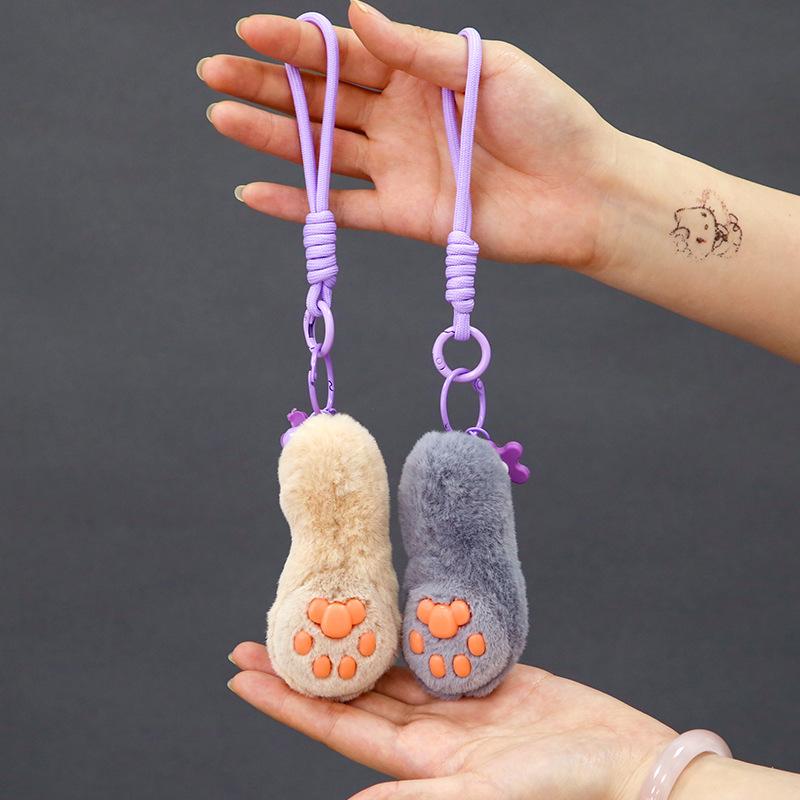 New Cute Soft Plush Cat Paw Keychain Pendant Cartoon Stress Relief Plush Cat Paw Backpack Decoration Pendant Birthday Gift