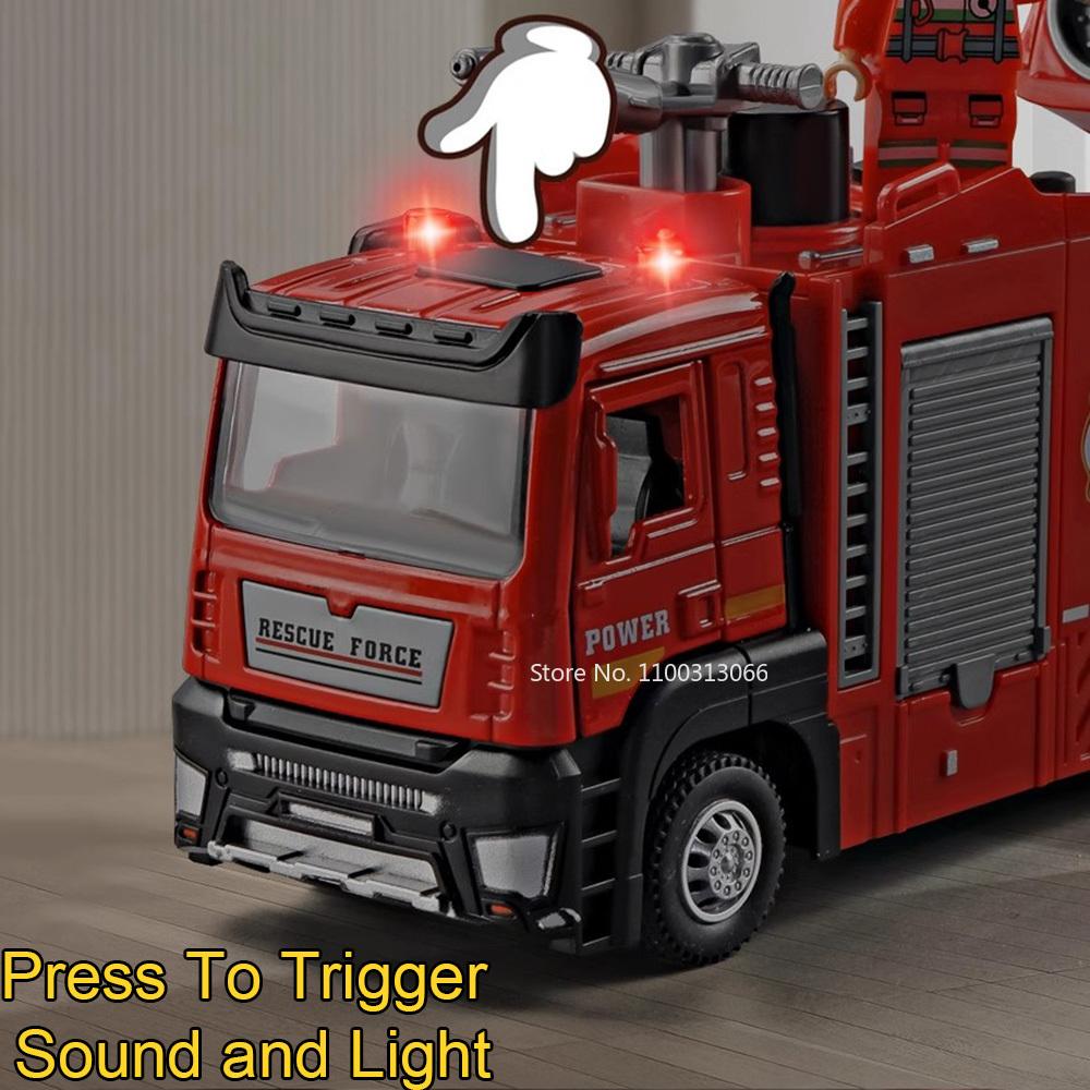 1:32 Feuerwehrauto-Modelle, Spielzeugautos aus Metallguss, Türen zum Öffnen, mit Licht und Musik, Miniaturautos für Jungen, Lernspielzeug