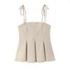 Spring 2026 European & American Style Spaghetti Strap Top with Simple Short Skirt Hem