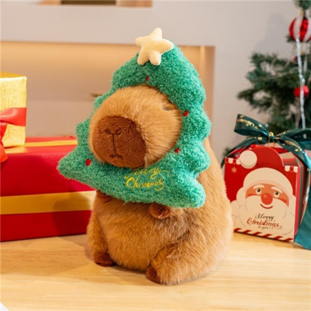 Green Scarf Christmas Capybara Plush Doll Dress Up Capibara Fluffty Doll  Christmas Toy