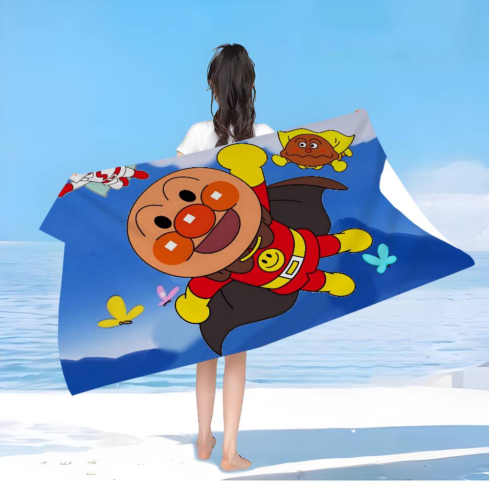 A-Anpanman Anime Microfiber Printed Beach Towel Mountain Climbing Yoga Beach Swimming Running Absorbent Soft Towel