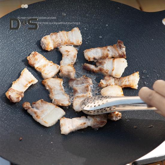 Litinový plech na pečení s rukojeťmi, nepřilnavá kulatá pánev na grilování steaků, mořských plodů, zeleniny, palačinek, multifunkční grilovací pánev na sporák, táborák