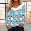 Women's Fashion Long Sleeve Christmas V-Neck Printed Party Furry Top