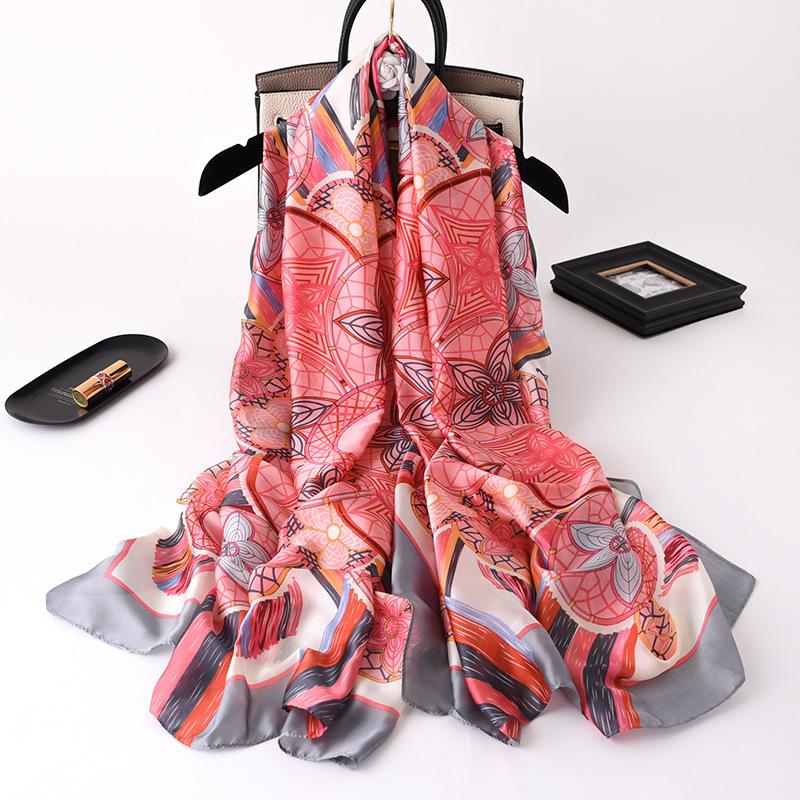 Women Silk Winter Scarf Luxury Design Print Lady Beach Shawl Scarves Fashion Smooth Foulard Female Hijab