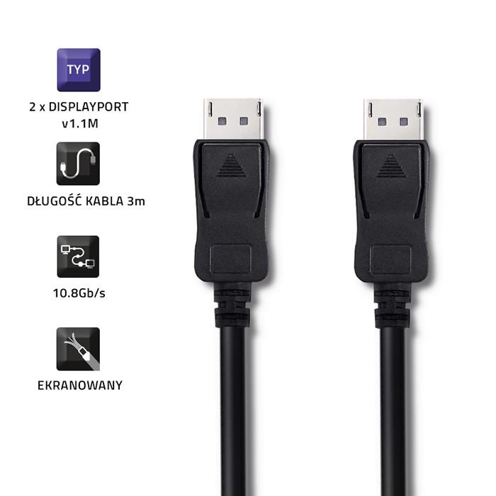 Qoltec DisplayPort V1.1 Męski | DisplayPort V1.1 Męski | 4K | 3m