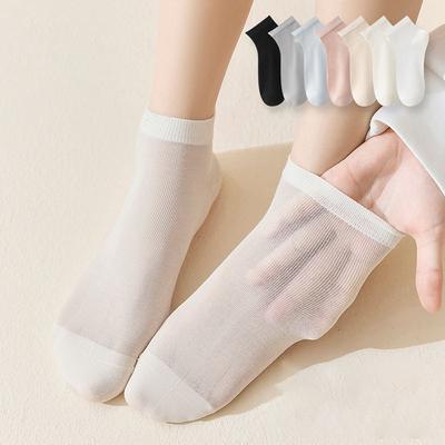 Calzini Corti Estivi in Rete Ultra-sottili da Donna Colore Caramella Stile Giapponese Calzini alla Caviglia Traspiranti Elastici Calzini Corti a Tubo in Seta