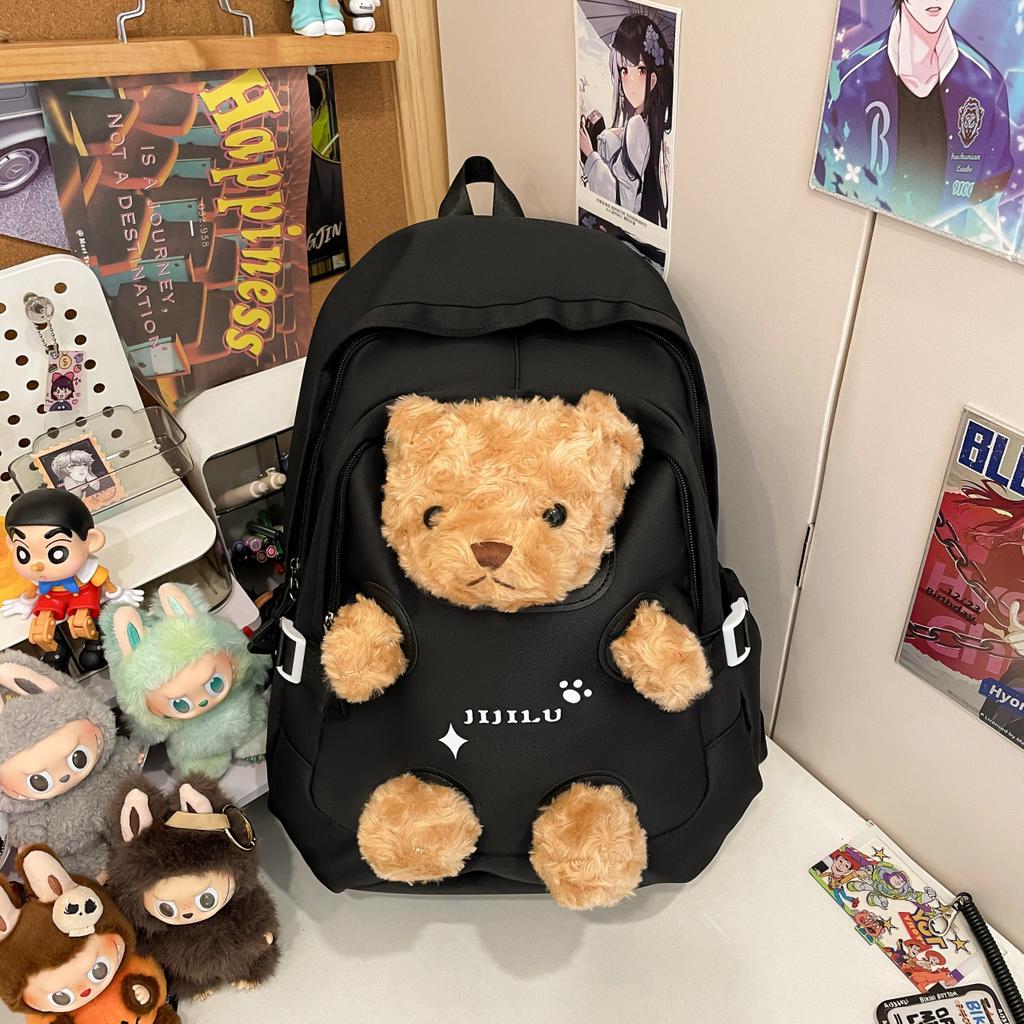 Schoolbag new milk fierce cute bear backpack high value cartoon plush doll schoolbag female junior high school student schoolbag