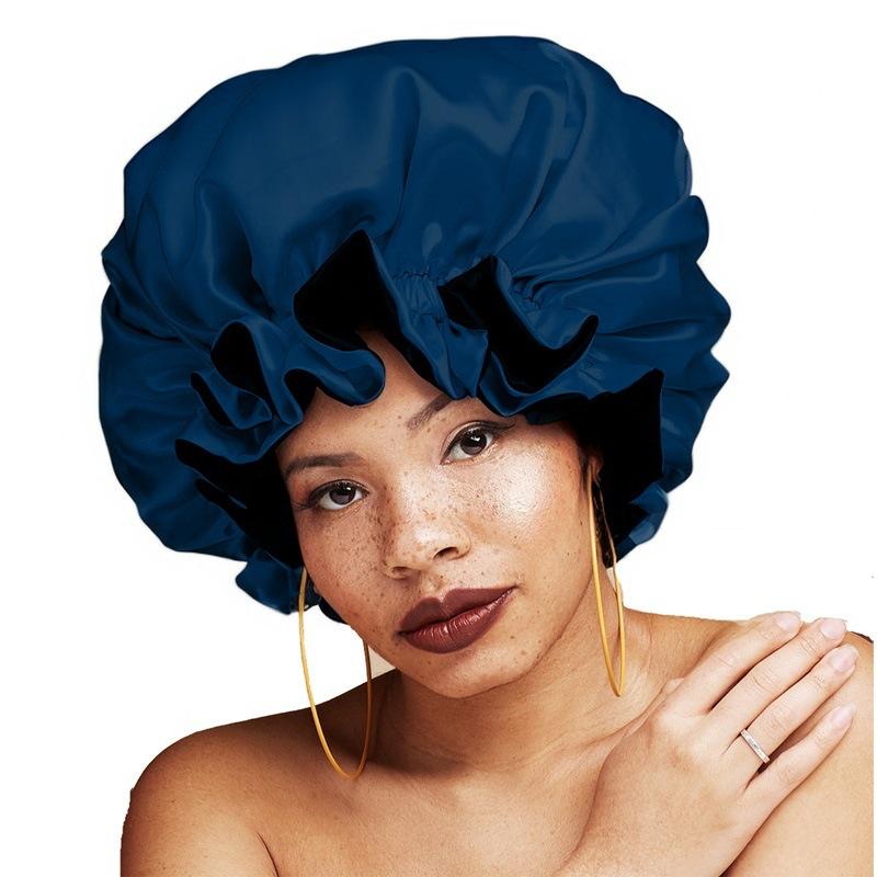 Dvouvrstvá sprchová čepice s houbovým okrajem, krajková domácí čepice, oboustranná velká dámská princeznovská barevná Ding noční čepice