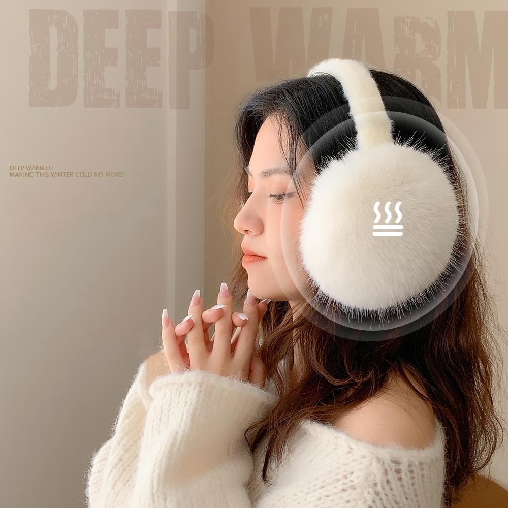 Portable Folding Winter Warm Earmuffs Woman Unisex Imitation Fox Fluffy Ear Covers Outdoor Cold Protection Soft Plush Headphones