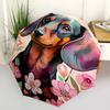 1pc Dachshund Floral Automatic Folding Umbrella - Windproof Compact Travel Umbrella with Auto Open/Close, 8-Rib Heavy-Duty Shaft for Women/Men A005