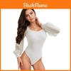 Polyester Bodysuit With Spliced Design And Long Sleeves For Sexy Fashion Enthusiasts