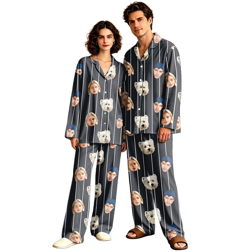 Unisex Pajama Set Long Sleeve Long Pants Casual Loungewear for Home Sleeping