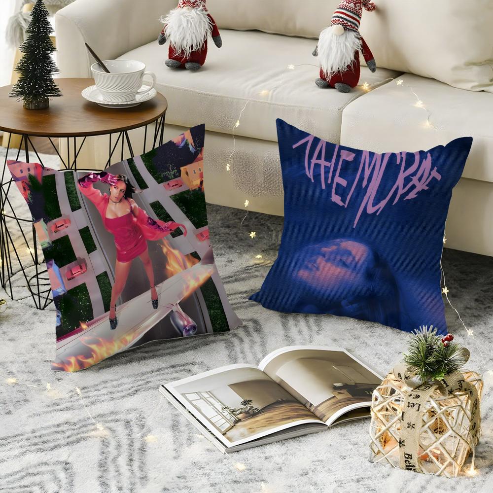 Singer Tate Mcrae Cushion Cover Breathable Linen Pillow Cover Skin-Friendly Home Decor Pillowcase With Hidden Zipper