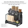 MultiFunctional Kitchen Knife Holder Rack, WallMounted NoDrill Organizer Black 1H Lid Rack